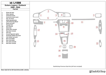 

Interior trim for Subaru Legacy Outback 2000-2004. Set L1566.