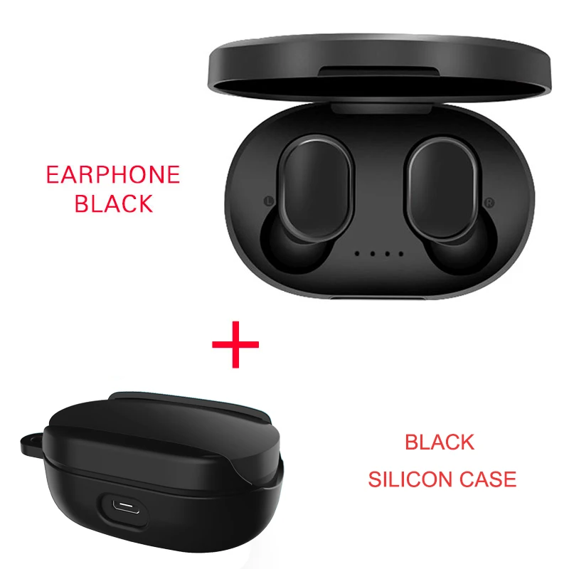 A6S Bluetooth наушники Xiaomi Airdots беспроводные наушники 5,0 TWS наушники с шумоподавлением Микрофон для Redmi iPhone huawei samsung - Цвет: Add Black Cover