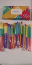 Docolor-brochas de maquillaje profesionales, 15 Uds., para base en polvo, sombra de ojos, pelo sintético, coloridas