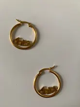 Atoztide alta calidad personalizada nombre pendientes personalizar Namplate ID pendientes largos para mujer de acero inoxidable de regalo