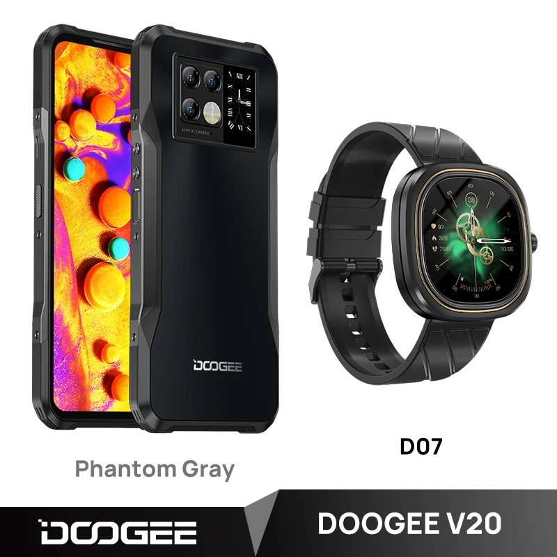 [World Premiere] DOOGEE V20 5G 6.43"FHD AMOLED Display Innovative Rear Display Rugged Phone 8+256GB 64MP Camera 6000mAh Phone 5g and cell phones 5G Phones