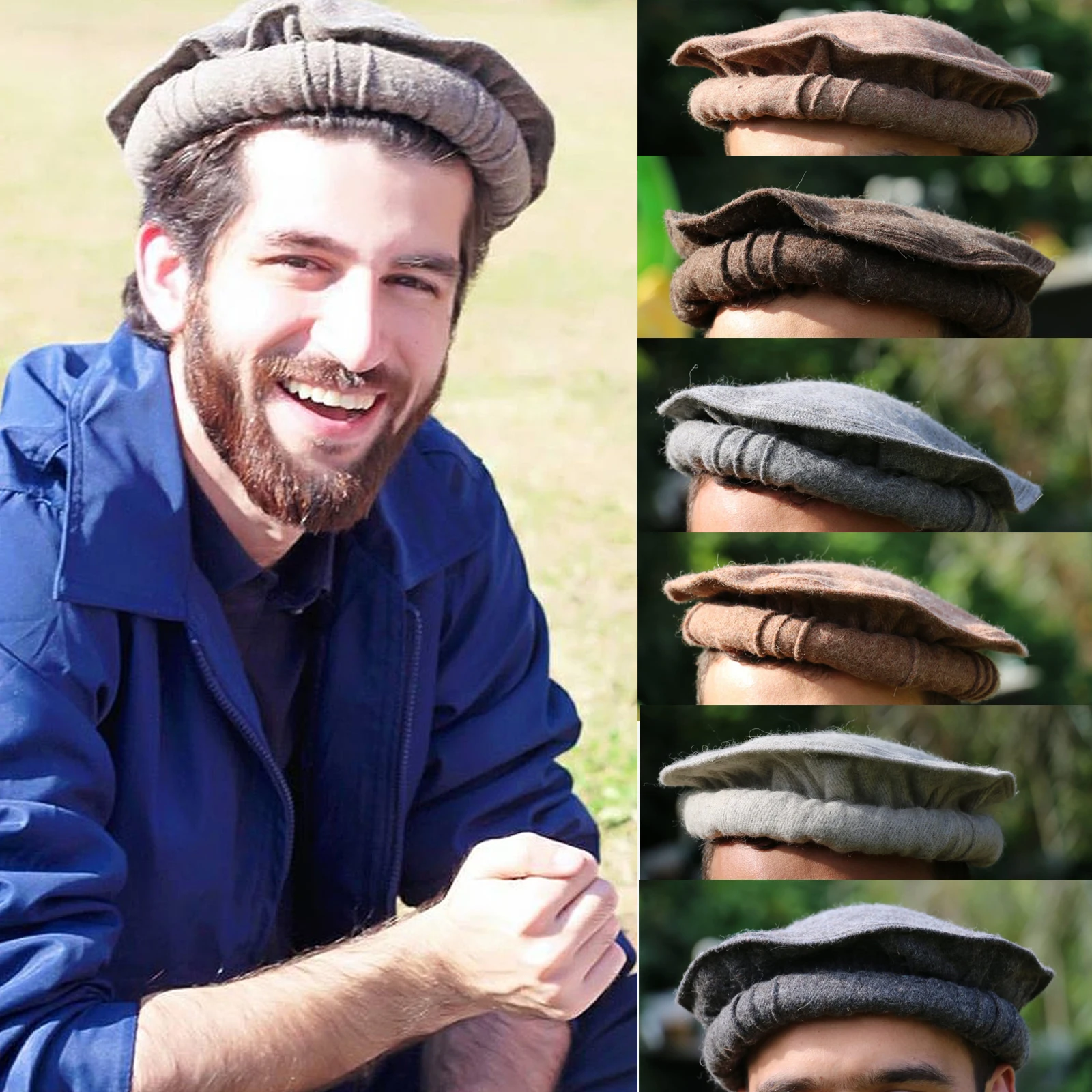 Cappello Pashtun afgano Pakul Chitrali 100% lana Pakol pesciari colori  fatti a mano di alta qualità|Men's Berets| - AliExpress