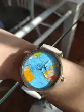 Reloj de cuarzo Mini World para hombres y mujeres, cronógrafo de pulsera con diseño de mapa, avión, viaje por el mundo, vestido de cuero para mujeres, D30