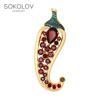 

Brooch "Perchik" with grenades SOKOLOV, fashion jewelry, gold, 585, women's male