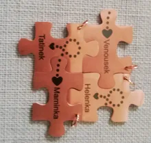 Llavero con pieza de rompecabezas personalizada para parejas, fecha grabada y dos iniciales, regalos de amor para pareja, esposa, novio y novia, 2 uds.