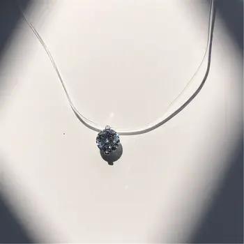 

Choker Invisible Fish Line Crystal Necklace Pendants Neck Zircon Women Clavicle Chain Lady Feminino Collar