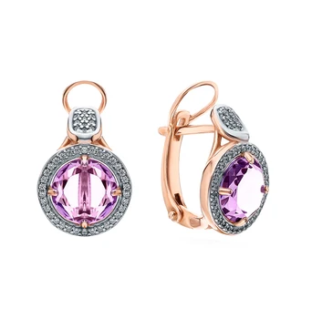 

Silver earrings with amethyst and cubic zirconia sunlight sample 925 test