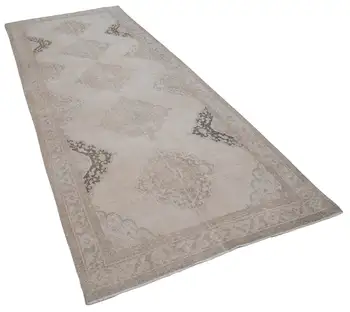 

139x371 Cm Beige Handmade English Vintage Runner Rug-5x12 Ft