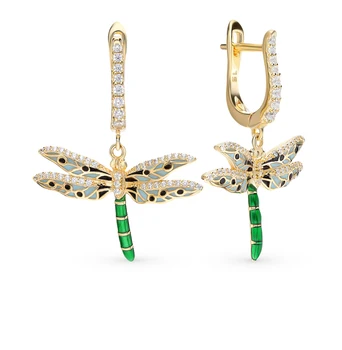 

Silver earrings with cubic zirconia and enamel sunlight sample 925