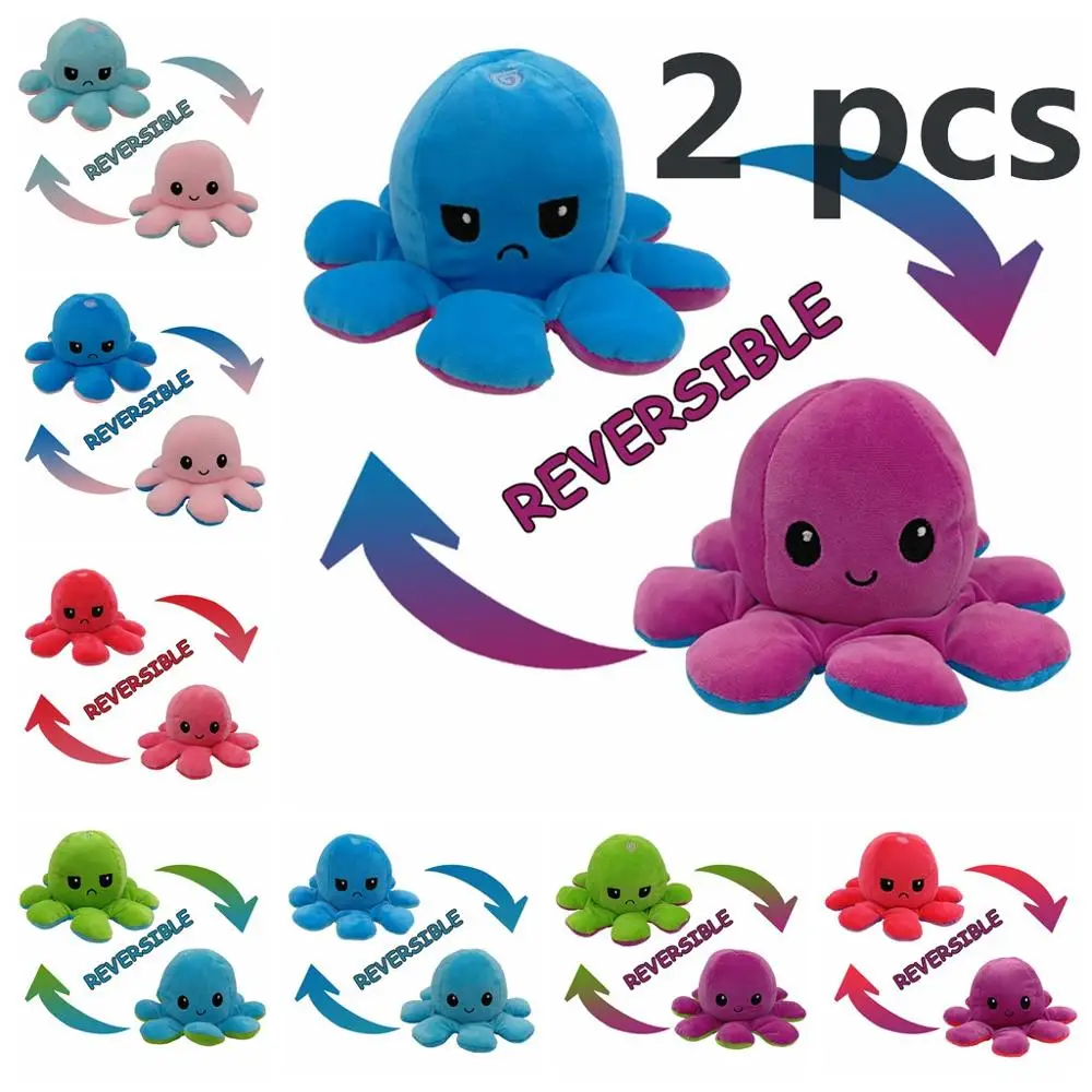 

Hot Sale Reversible Flip Octopu Doll Kids Children's Christma Gift Cute Double-sided Filled Animal Color Chapter Soft Plush Toy