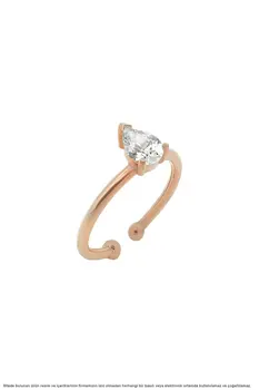 

Silver Rose Plated Womens Zircon Cubic Zirconia Drop Minimal Ring