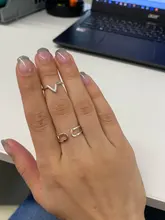 Anillo ajustable con forma de V para mujer, joyería fina con letras onduladas geométricas de Plata de Ley 925 auténtica, accesorios de personalidad para fiesta