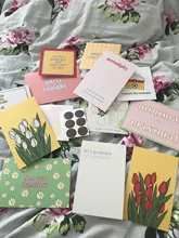 Tarjeta decorativa de tulipán de 13 hojas, bloque de Color geométrico de flor inglesa, postal artesanal, pegatina de pared, accesorios para fotos, tarjetas de felicitación