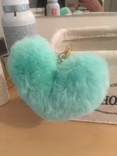 Llaveros de corazón para mujer, de imitación pompón Rex, llave de la bola de piel de conejo, cadenas, bolso para chica, colgante de llavero para coche, novedad de 2020