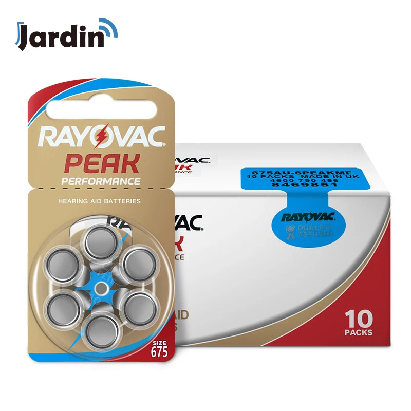 60 шт Новый цинк воздуха 1 45 V Rayovac пиковый слуховой аппарат батареи 675A A675 675 PR44