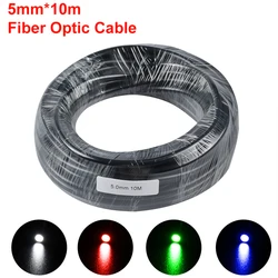 Cable de fibra óptica de plástico brillante para iluminación decorativa, 10M de diámetro interior, 5mm, chaqueta negra, PMMA