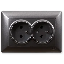 

PnpnElectrıc Gns Visage Ambiance Metallic Smoked Gray Double UPS Socket 16A 220V AC Double Socket with Pin Earth