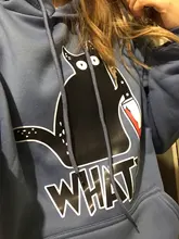 Sudadera con capucha para mujer, suéter pequeño negro con capucha de gato y cuchillo, de talla grande, sudadera estética para mujer, moda de invierno