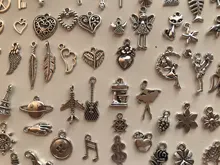 YuenZ 100 Uds Estilos mixtos animal de corazón clave corona encantos colgantes de la joyería de DIY para fabricación de collares y pulseras accesorios U050