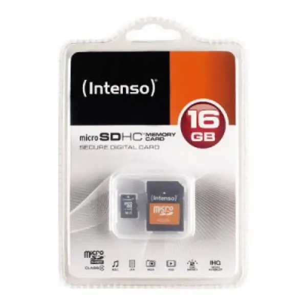 Карта памяти Micro SD с адаптером INTENSO 3413470 16 GB Class 10