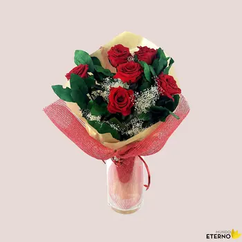 

Bouquet Flowers eternal preserved 6 red roses 60x20cm