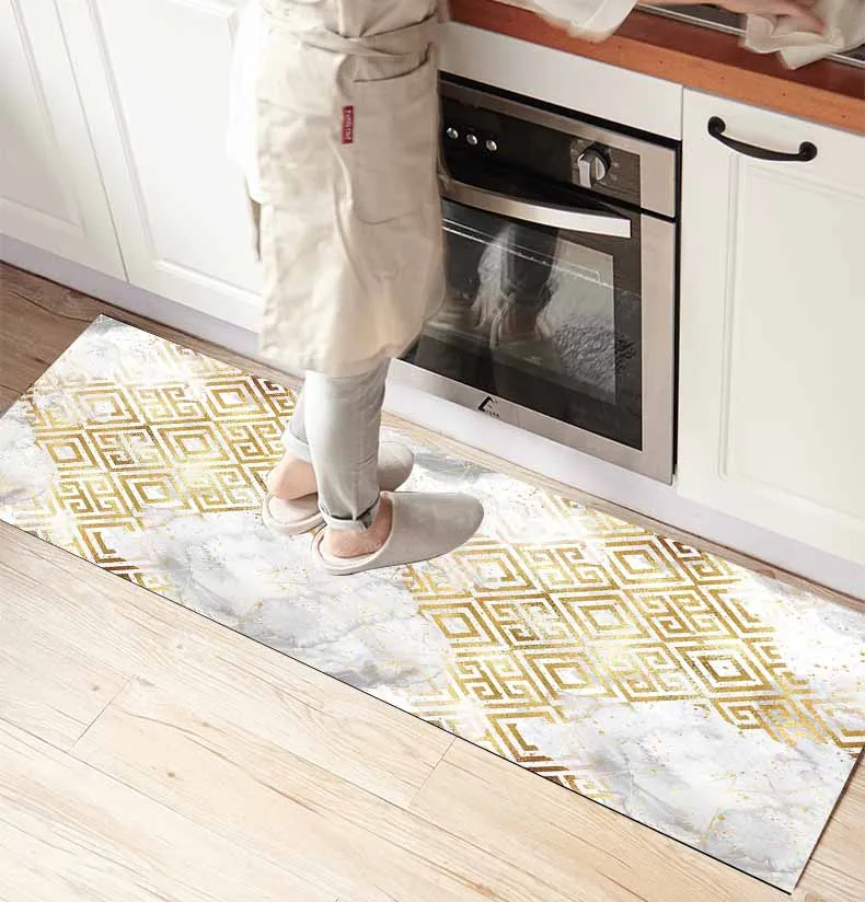 

Else White Gray Clouds Yellow ikat Geo 3d Print Non Slip Microfiber kitchen counter Modern Decorative Washable Area Rug Mat