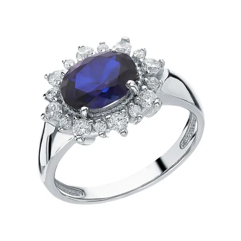 

Silver ring with sapphires and cubic zirconia sunlight sample 925 test
