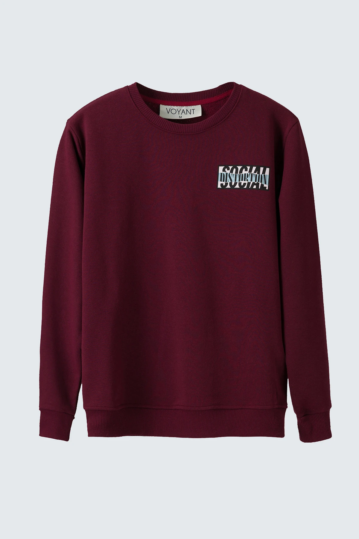 Свитшот мужской бордовый с круглым вырезом и | Мужская одежда