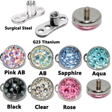 1PC Steel/Titanium Base Micro Dermal Anchor Gem Micro Dermal Anchor 6mm Epoxy Crystal Ferido Top Dermal Piercing Fashion Jewelry