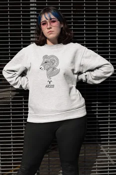 

Angemiel Wear Aries Aries Zodiac White Women Sweatshirts