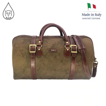 

Juice - made in Italy,Genuine leather,leather overnight bag,large capacity,Canvas and Top leather,Coffee/Brown,112241
