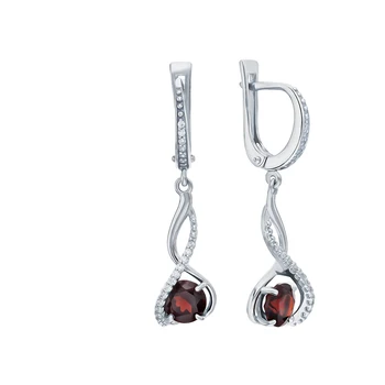 

Silver earrings with cubic zirconia and Garnet sunlight sample 925