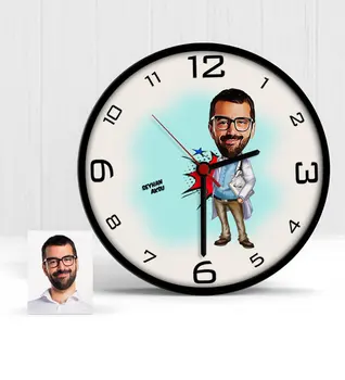 

Personalized Mr Başhekim Cartoon Wooden Wall Clock-1