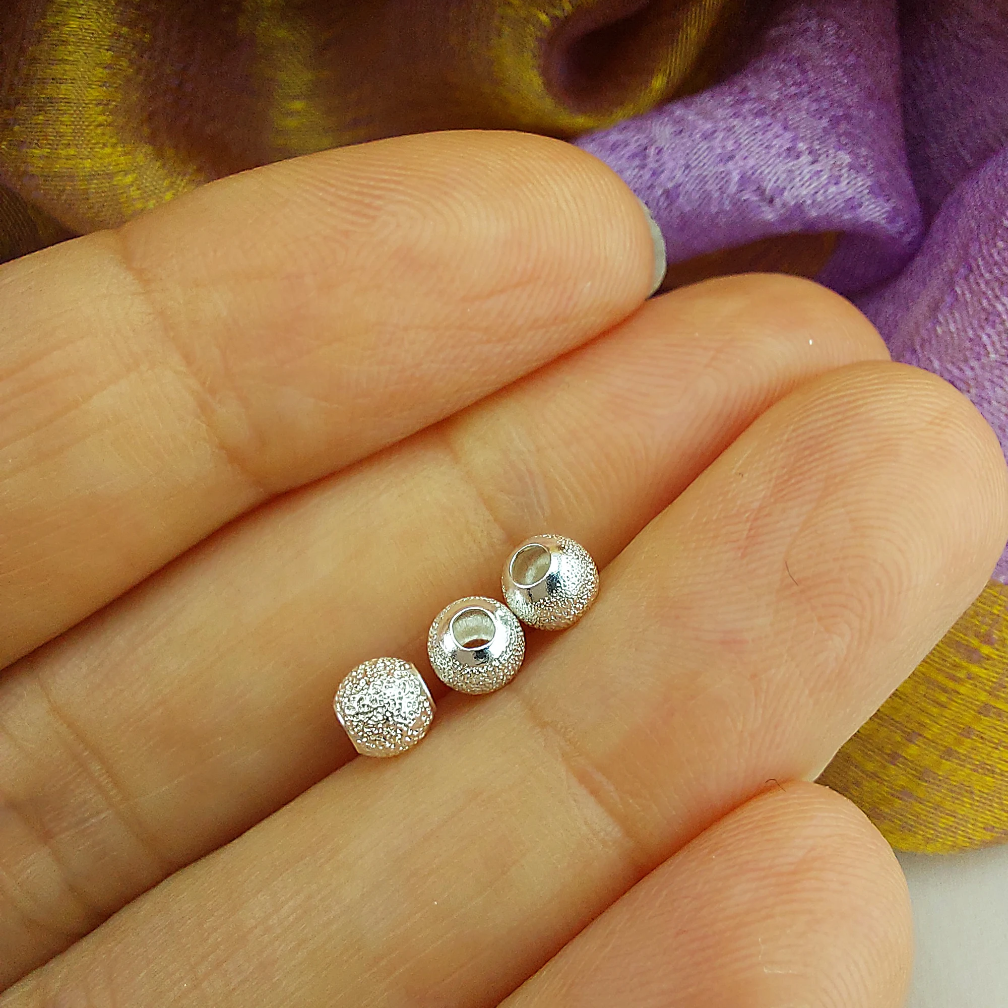 

10 Pcs 925 Sterling Silver Beads 2.5mm, 3mm, 4mm, 5mm Diamond Cut Beads, Spacer Beads, Moon Cut, Swirls Spacer Bead, High Qual