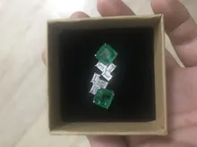 Realytrust-pendientes de plata de primera ley y Esmeralda para mujer, aretes pequeños, plata esterlina 925, Esmeralda, Forma cuadrada, 9x9mm, fiesta de boda