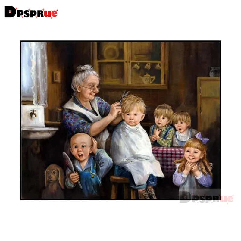Алмазная живопись Dpsprue квадратная/круглая вышивка крестиком 3D бабушка дети