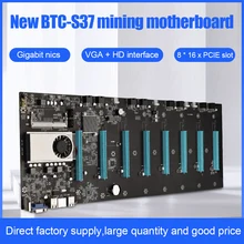 BTC-S37 mineração placa-mãe cpu conjunto 8 mineiro placa de vídeo slot adaptador memória interface vga integrado baixo consumo energia todos os novos