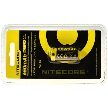 

Nitecore battery cell Li-Ion model 16340, RCR123A NL166 3,7V 650mAh