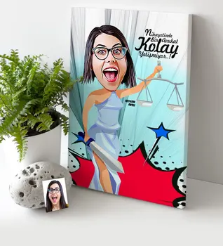 

Personalized Women 'S Attorney Cartoon Canvas Table (30x50 cm.) 1
