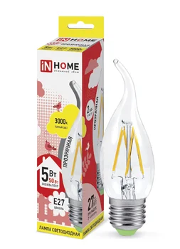 

LED lamp LED CANDLE WIND Deco 5 W V E27 3000 K 450lm transparent IN HOME