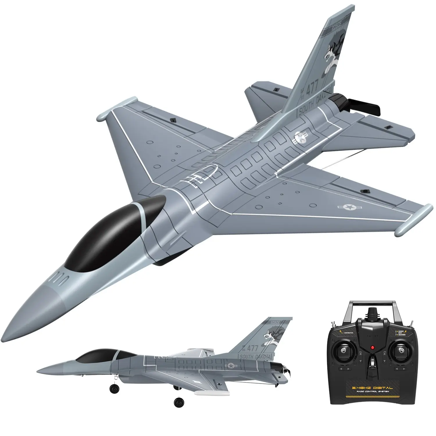 VOLANTEXRC 4-CH Jet F-16 Fighting Falcon RTF With Xpilot Stabilizer, Perfect For Beginners (761-10)