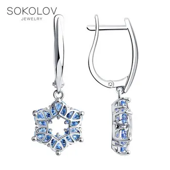 

SOKOLOV drop earrings with stones in silver fashion jewelry 925 women's/men's, male/female, long earrings, women's male