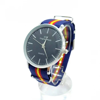 

Men's wristwatch analog with the flag of Spain, thread strap. An original gift.