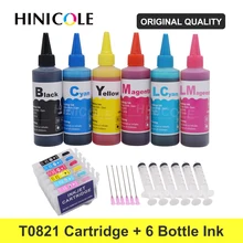 HINICOLE T0821-T0826 XL чернильные картриджи для принтера+ 600 мл бутылка комплекты для заправки чернил для принтера Epson Stylus RX610 RX615 RX690 1410 TX650