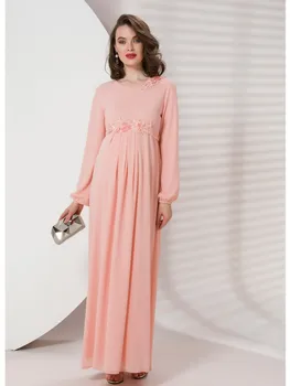 

Flower Embroidery Chiffon Maternity Clothing Evening Dress