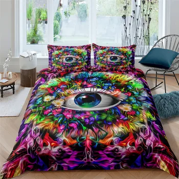

Abstract Devil's Eye Bedding Set Comforter Quilt Cover Floral Pattern Duvet Cover Set King Queen Single Full Size