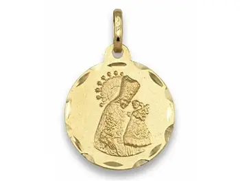 

Round yellow gold medal with the Virgin of the homeless