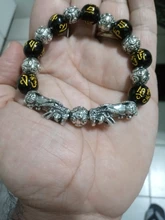 Pulsera de cuentas de obsidiana Feng Shui para mujer, brazalete de plata de Color Pixiu, encanto de unicornio, riqueza de la suerte, joyería a la moda, proverbios de palabra