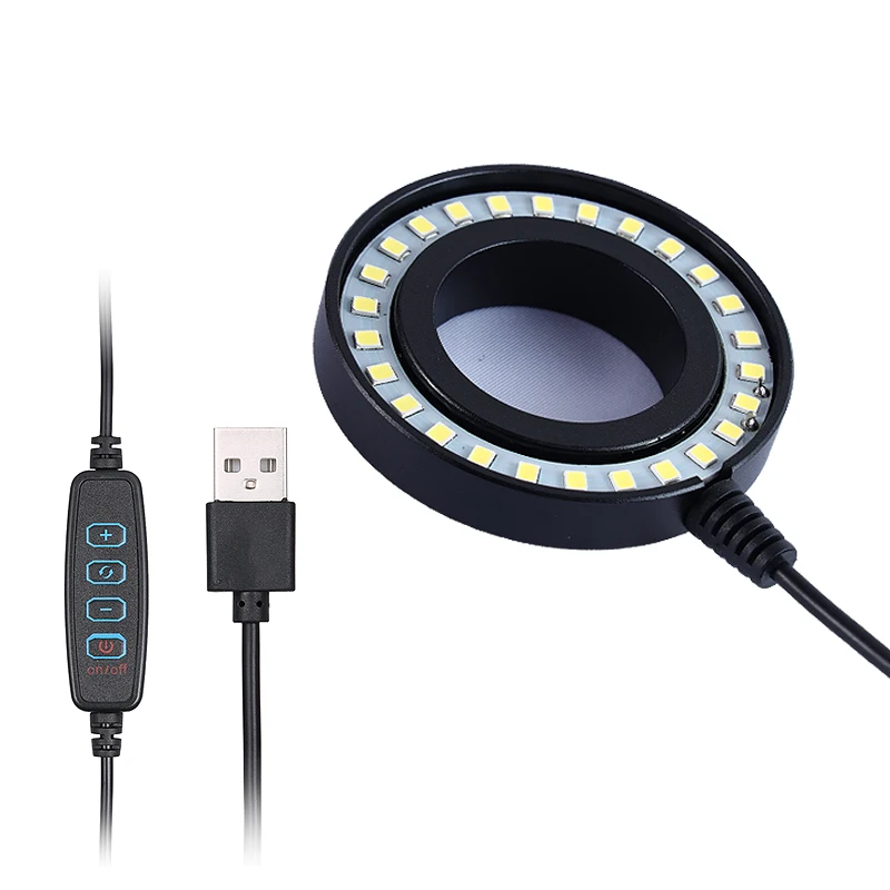 Ultrasottile 26 Led 3 Modalità Di Colore Lampada Illuminatore Ad Anello Regolabile Per Microscopio Con Zoom Stereo Spina Usb