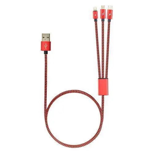 Кабель USB Robiton P12 Multicord : Micro-USB + Type-C 8pin (Lightning) 1м красный |
